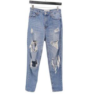S.O.N.G. Thrashed Jeans Womens 1 Blue Y2K Grunge Rock Relaxed Rebellious Concert